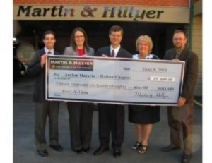 Cheque presented at the Martin & Hillyer’s 17th Annual Charity Bowlathon