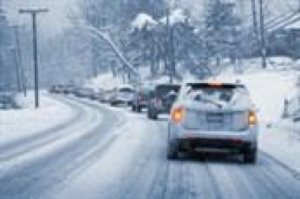 Car driving on a winter road