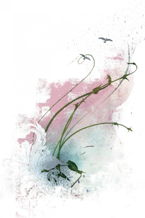pink and blue water colours
