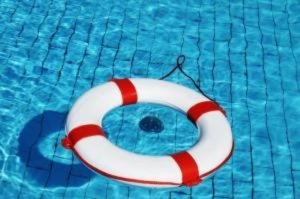 A pool ring float in the water