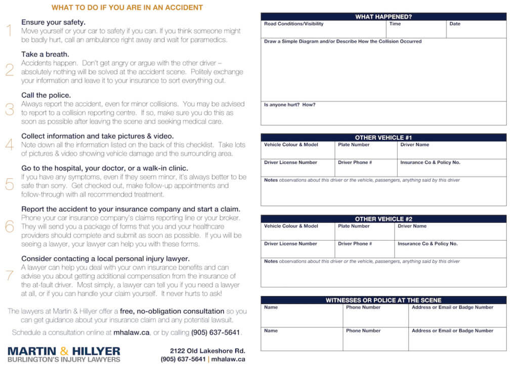 Free Car Accident Checklist Martin & Hillyer Associates