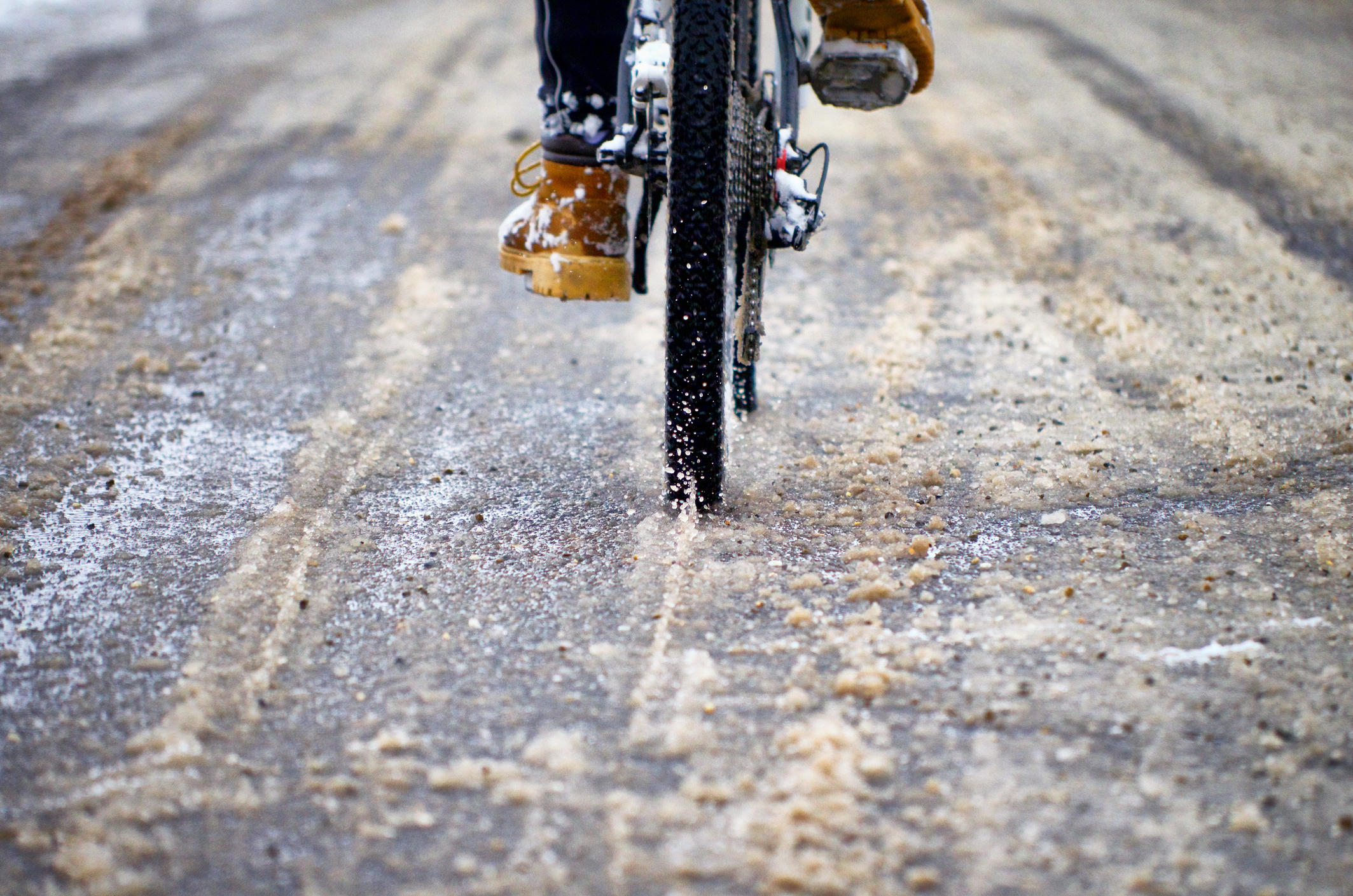 Riding a bike in the winter