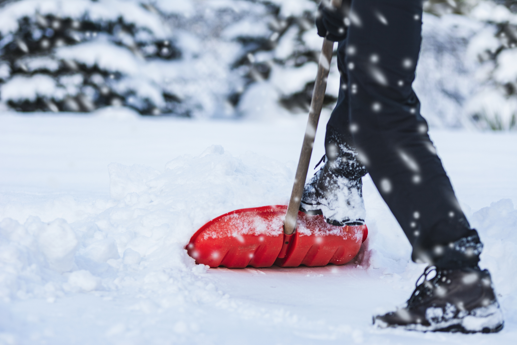 Person shoveling the snow.